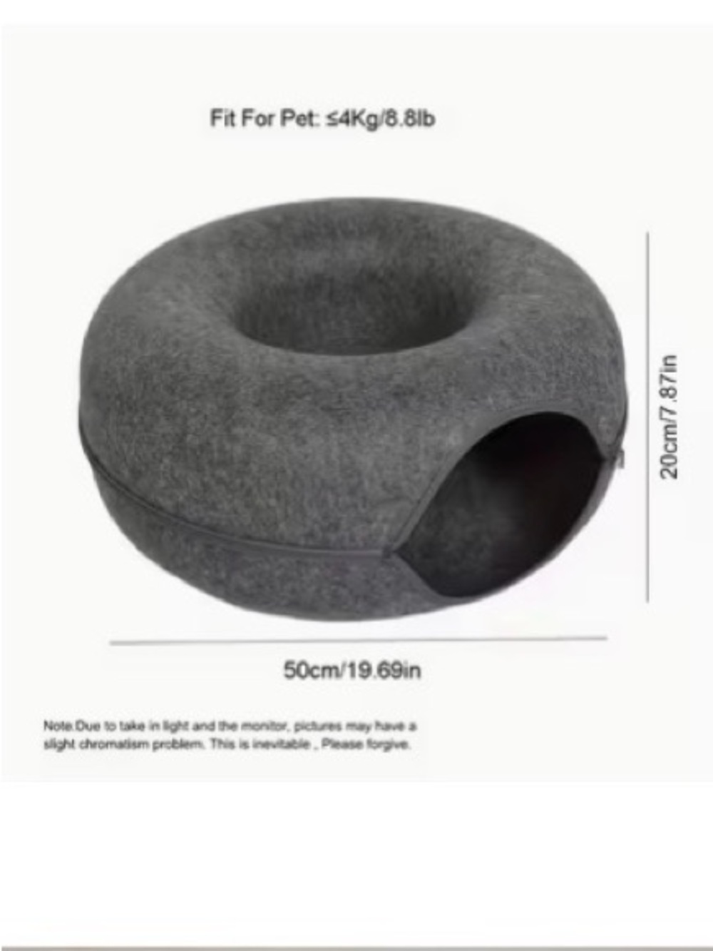 Cozy Gray Felt Donut Pet Bed - Comfortable Hideaway